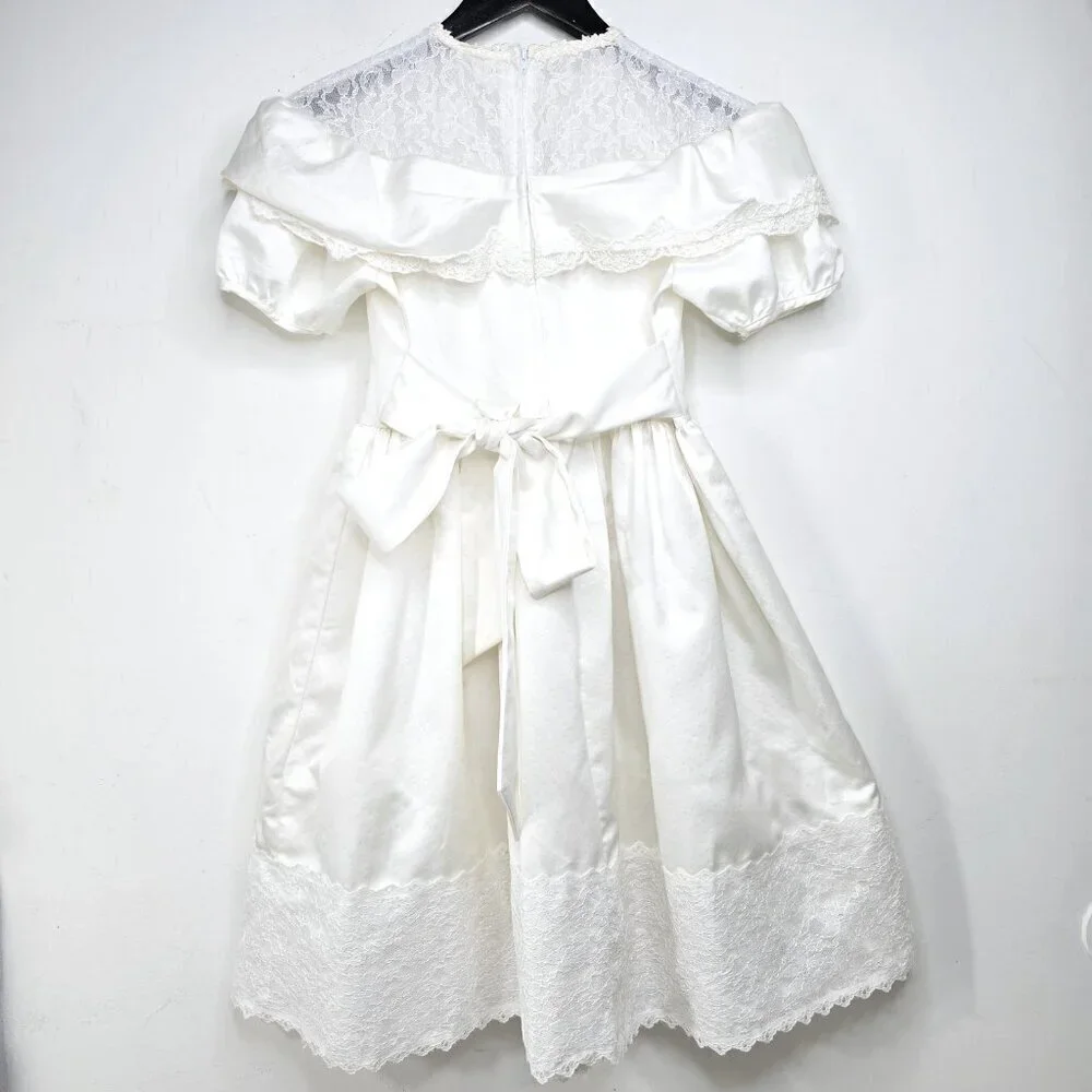 Vintage Sugar Plum Made in USA White Formal Lace Gown